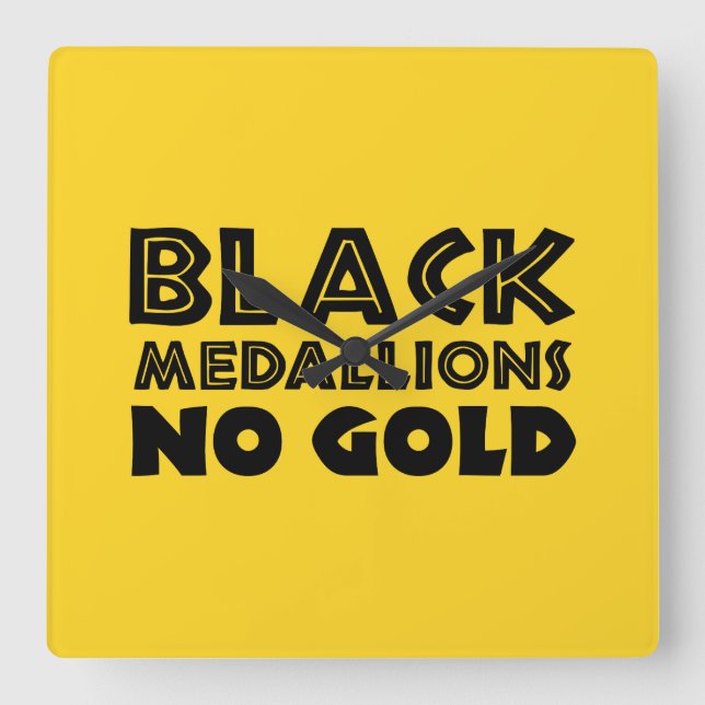 SCHWARZE MEDALLIONEN KEIN GOLD QUADRATISCHE WANDUHR (Vorderseite)
