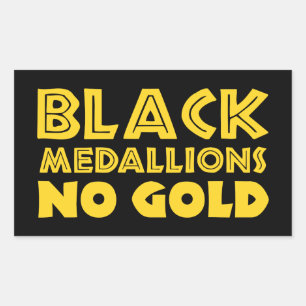SCHWARZE MEDALLIONEN KEIN GOLD RECHTECKIGER AUFKLEBER