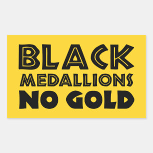 SCHWARZE MEDALLIONEN KEIN GOLD RECHTECKIGER AUFKLEBER