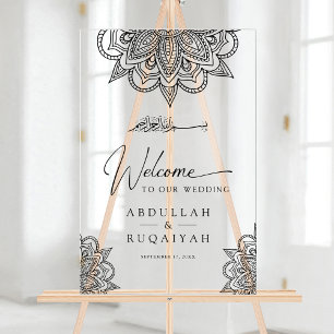 Schwarze Mehndi-Muslim-Hochzeitsbegrüßung Acrylschild