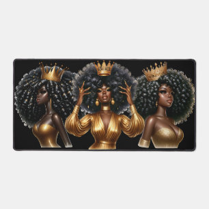 Schwarze Melanin-Frau Schwestern Queens Schwestern Schreibtischunterlage