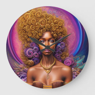 Schwarze Melanin Queen Brown Skin Sista Women Große Wanduhr