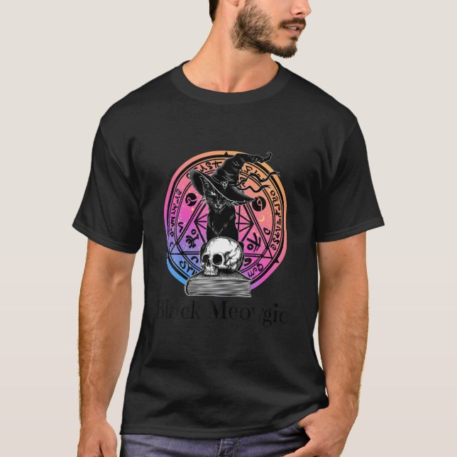 Schwarze Meowgic Katze, Witschberg, Witchcraft T S T-Shirt (Vorderseite)