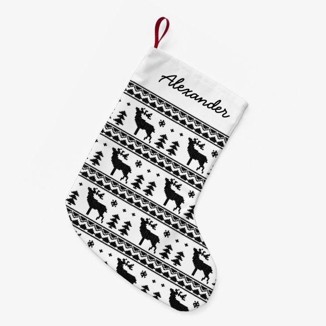Schwarze Messe Isle Christmas Sweater Muster Kleiner Weihnachtsstrumpf (Vorderansicht (hängend))