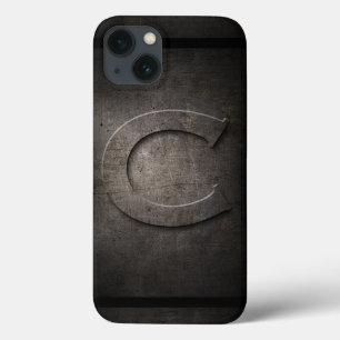 Schwarze Metall-C-Monogramm-iPhone-Hülle iPhone 13 Hülle