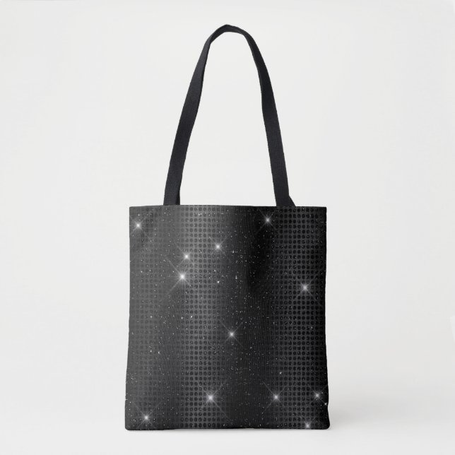 Schwarze Metallfolien und Glitzer-Glam-Punkte Tasche (Vorderseite)