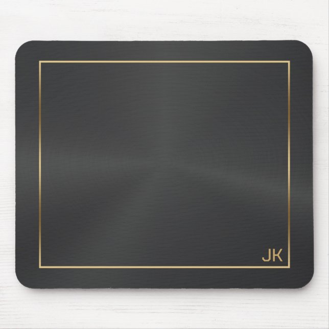 Schwarze Metallic-Textur mit goldfarbenem Rahmen-M Mousepad (Vorne)