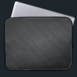 Schwarze, metallisch designgebürstete Aluminium Lo Laptopschutzhülle<br><div class="desc">Elegantes,  einfaches und raffiniertes metallisches Design gebürstetes Aluminium-Look 2. Benutzerdefiniertes und optionales Monogramm Verfügbar über andere Produkte</div>