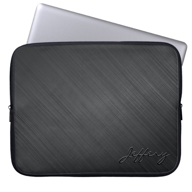 Schwarze, metallisch designgebürstete Aluminium Lo Laptopschutzhülle (Vorderseite)