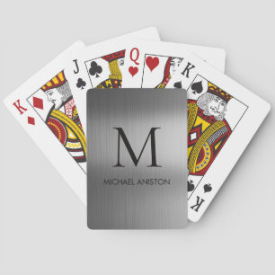 Schwarze metallisch gebürstete personalisierte Mon Spielkarten