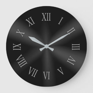 Schwarze Metalluhr mit gepunkteten römischen Zahle Große Wanduhr