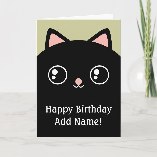 Schwarze Miezekatze-Katzen-Gesichts-alles- Gute Karte (Vorderseite)