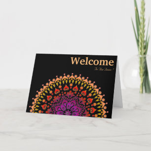 Schwarze minimale Mandala-Willkommens-Grußkarte Karte