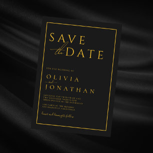 Schwarze Minimalistische Elegante Hochzeit Save The Date