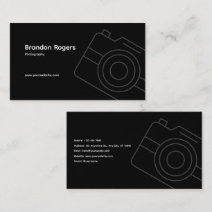 Schwarze Minimalistische Fotograf-Geschäftskarte Visitenkarte