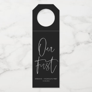 Schwarze minimalistische handgeschriebene Schrift  Flaschenanhänger