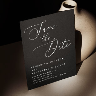 Schwarze minimalistische Hochzeit   Elegante moder Save The Date