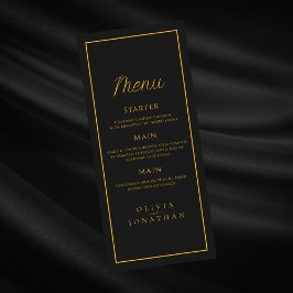Schwarze Minimalistische Hochzeit Menükarte