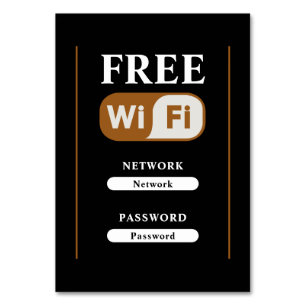 Schwarze Minimalistische Kostenlose WLAN Metall-Ti Tischnummer