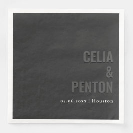 Schwarze minimalistische moderne Hochzeitstischdec Serviette