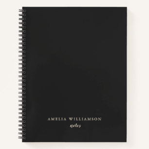 Schwarze minimalistische personalisierte Namen ele Notizbuch