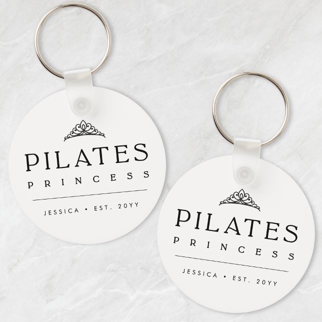 Schwarze minimalistische personalisierte Pilates P Schlüsselanhänger (Black Minimalist Personalized Pilates Princess Keychain)