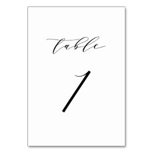 Schwarze Minimalistische Script-Hochzeitkarte für Tischnummer