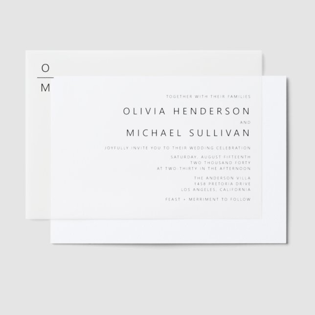 Schwarze Minimalistische Typografie Monogram Weddi (Versetzt)