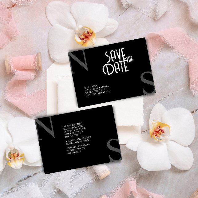 Schwarze Minimalistische und elegante kühne Initia Save The Date (Von Creator hochgeladen)