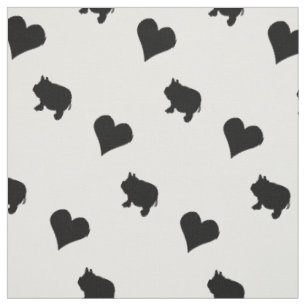 Schwarze Minischweine und Herz-Silhouette Stoff