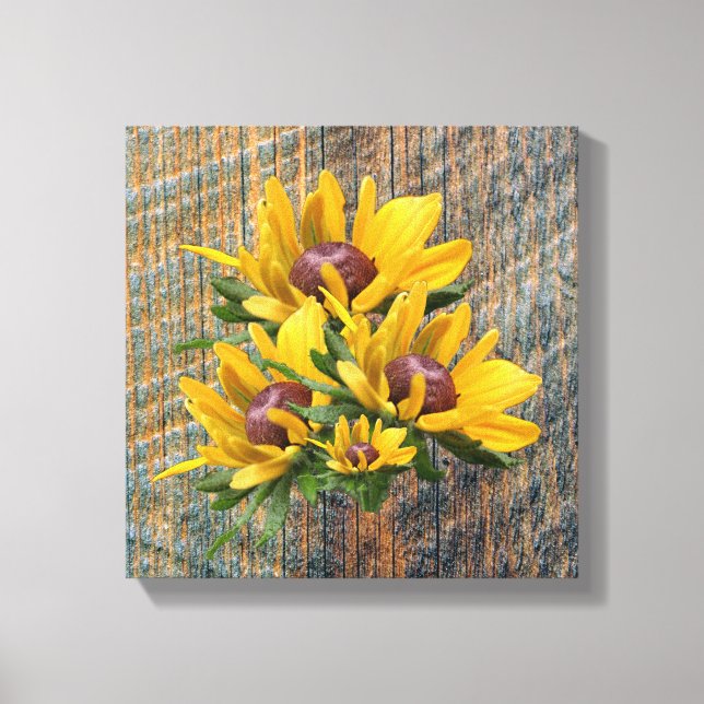 Schwarze Mit Augen Susan-Blume an Bord Leinwanddruck (Vorderseite)