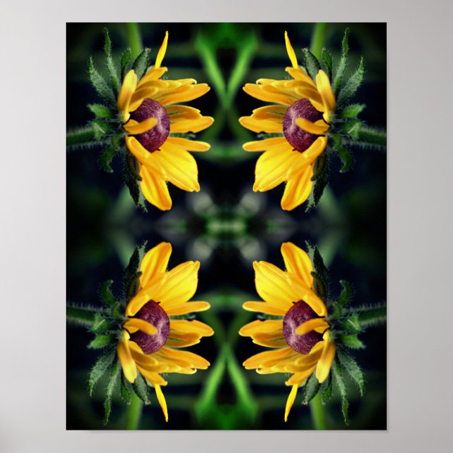 Schwarze Mit Augen Susan Blume Entfalten Abstrakt Poster (Vorne)