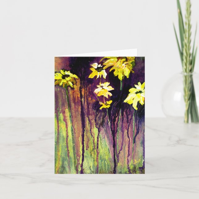 Schwarze Mit Augen Susans-Blume-Karte Karte (Vorderseite)