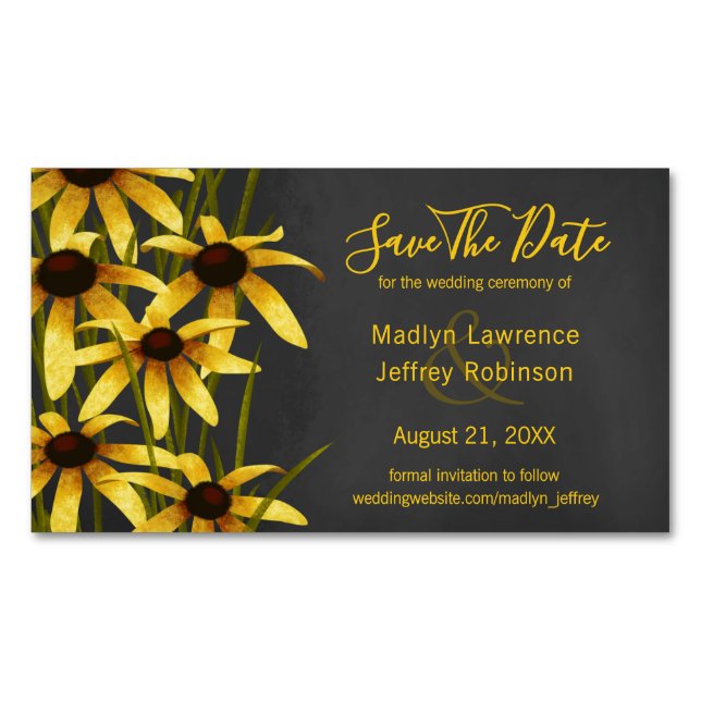 Schwarze Mit Augen Susans Wildblume Hochzeit Magnetische Visitenkarte (Vorderseite)