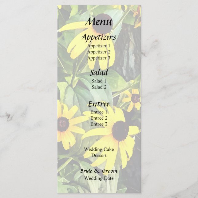 Schwarze Mit Augen Suspensionen von der Steinmauer Menükarte (Vorderseite)