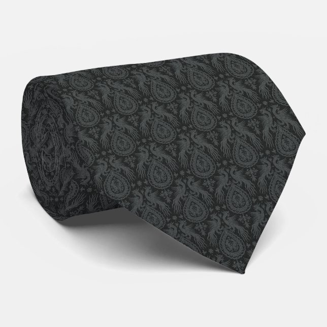 Schwarze mittelalterliche Drachen Krawatte (Gerollt)