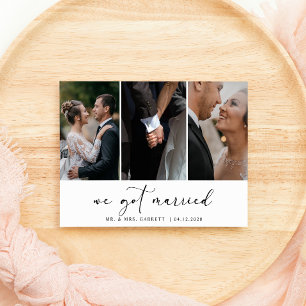 Schwarze moderne einfache Foto-Hochzeit Gerade ver Einladung