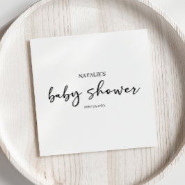 Schwarze moderne einfache Schrift Baby Shower Serviette