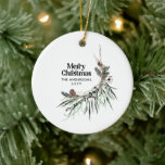 Schwarze, moderne, elegante botanische Keramik Keramik Ornament<br><div class="desc">Schwarz moderne elegante rustikale Aquarell getrocknete botanische florale Farben mutierte Feiertage Dekoration Weihnachtsschmuck.</div>