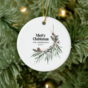 Schwarze, moderne, elegante botanische Keramik Ornament