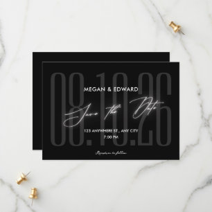 Schwarze moderne Hochzeit Save The Date