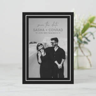 Schwarze moderne Hochzeitsfotos mit fettem Rahmen Save The Date