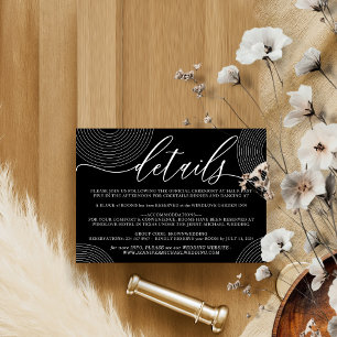 Schwarze moderne Hochzeitsunterkunft Geometrisch RSVP Karte