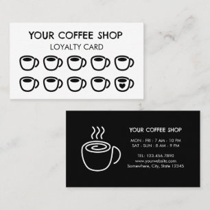 Schwarze moderne Kaffeetassen für Kaffeeshop-Kunde Treuekarte