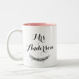 Schwarze moderne Kalligrafie Personalisierte Winte Zweifarbige Tasse