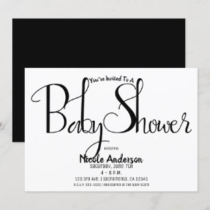 Schwarze moderne minimalistische Babyparty Einladung