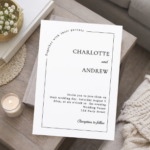 Schwarze moderne minimalistische Hochzeit Einladung