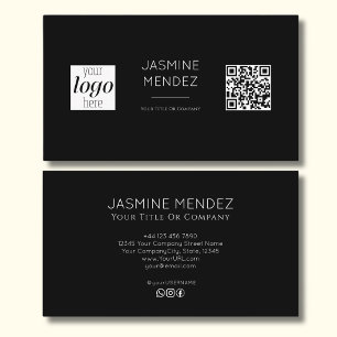 Schwarze moderne QR-Code-Logo-Sozial-Symbole Visitenkarte