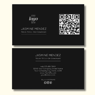 Schwarze moderne QR-Code-Logo-Sozial-Symbole Visitenkarte