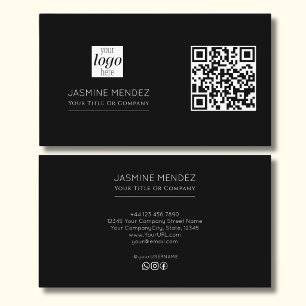 Schwarze moderne QR-Code-Logo-Sozial-Symbole Visitenkarte